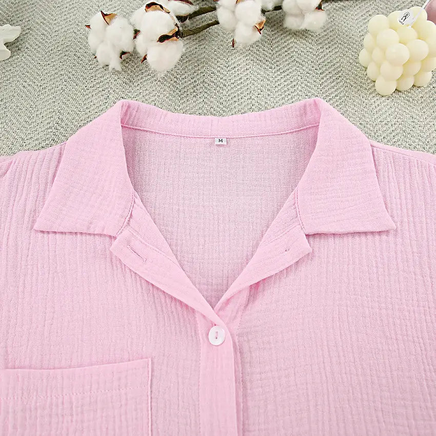 Conjunto de pijama de algodón con volantes y ribetes de Ric Rac en rosa