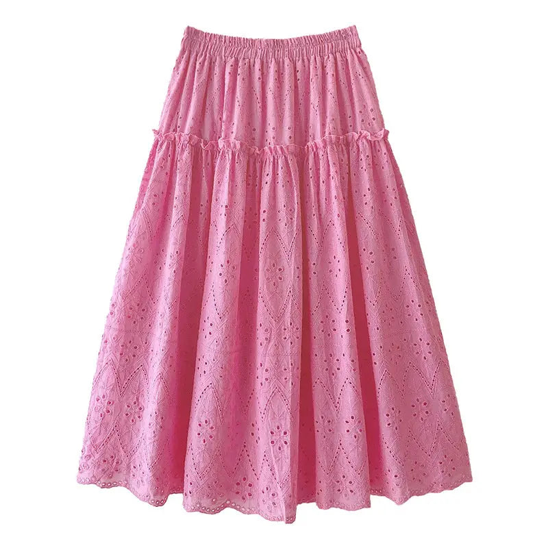 Eyelet Embroidered Cotton Skirt